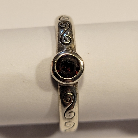 Tejani Sterling Silver and Garnet Stackable Rings - Picture 3 of 15